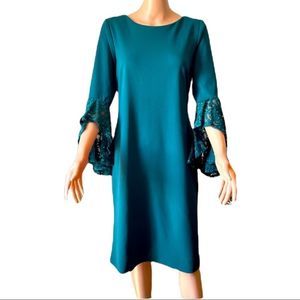 Shelby Nites Lace Flare Sleeve Shift Dress Sz 10